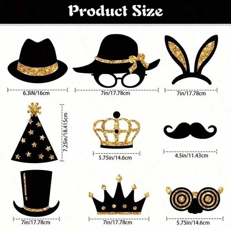 23Pcs Black Golden Paper Party - Photo Booth Frame recension och pris