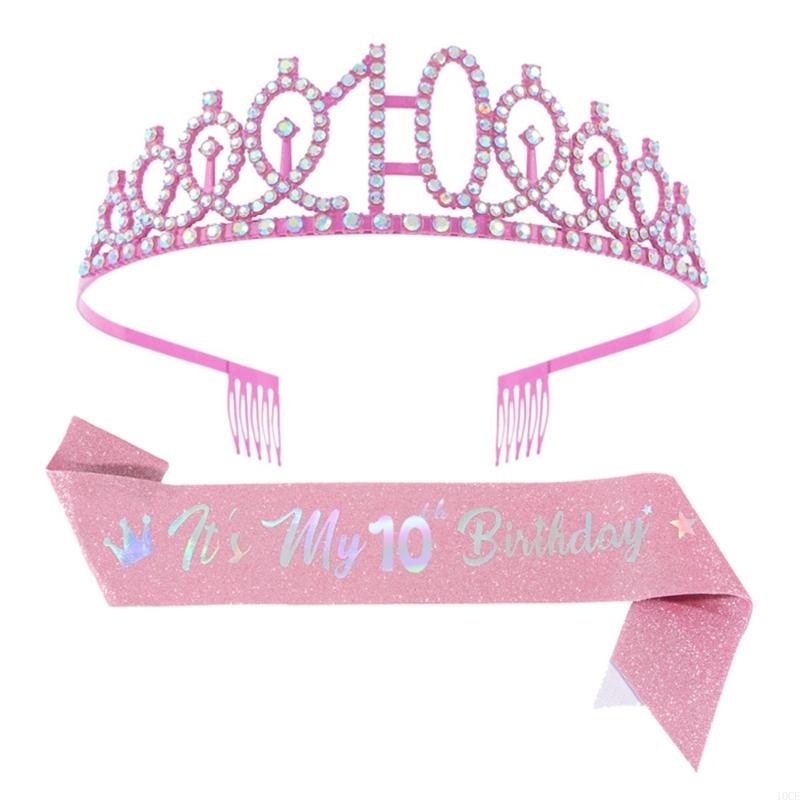 Glittering Pink Birthday Tiara - Birthday Sash Glitter recension och pris
