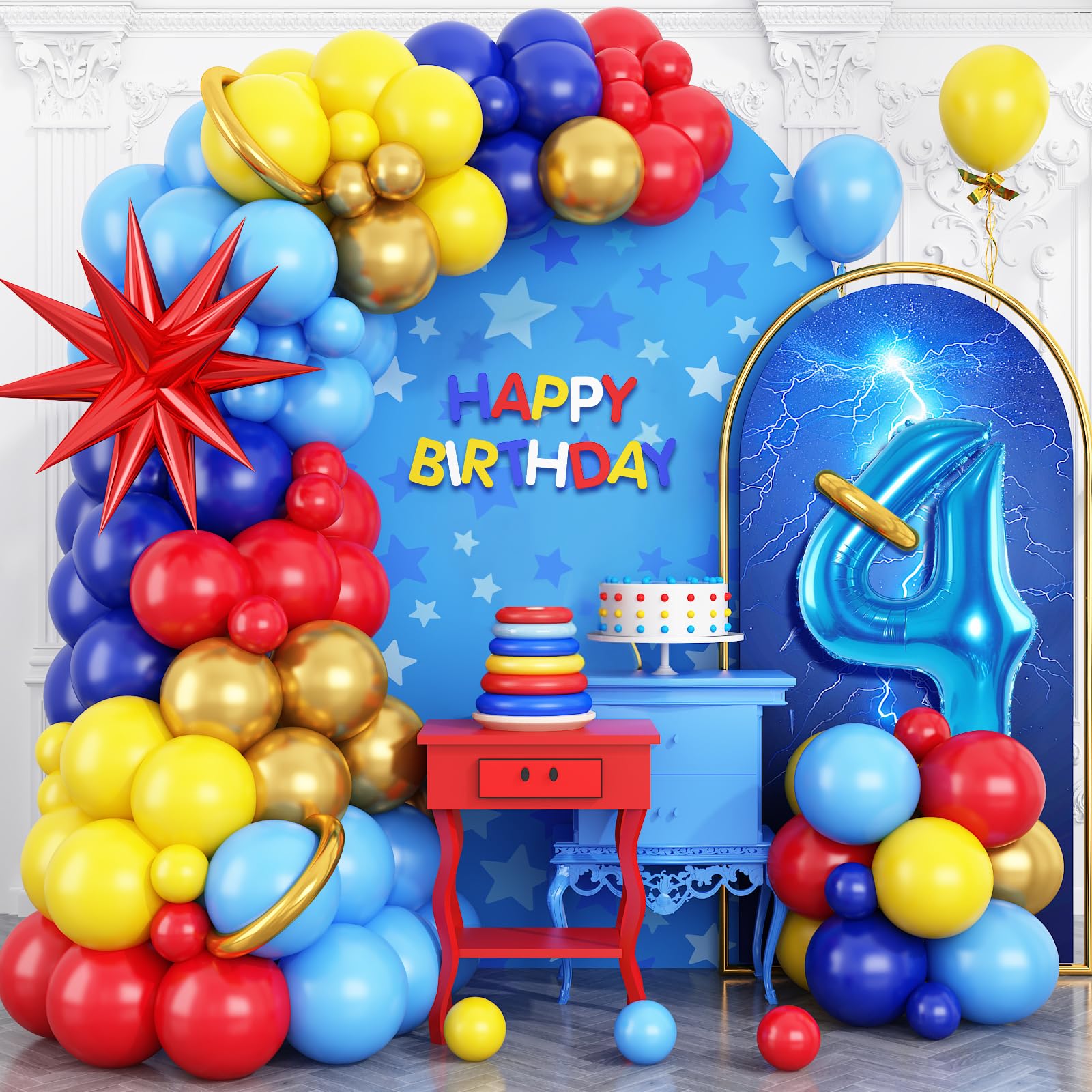 Red, Yellow and Blue Latex Bal - Balloon Arch Kit recension och pris