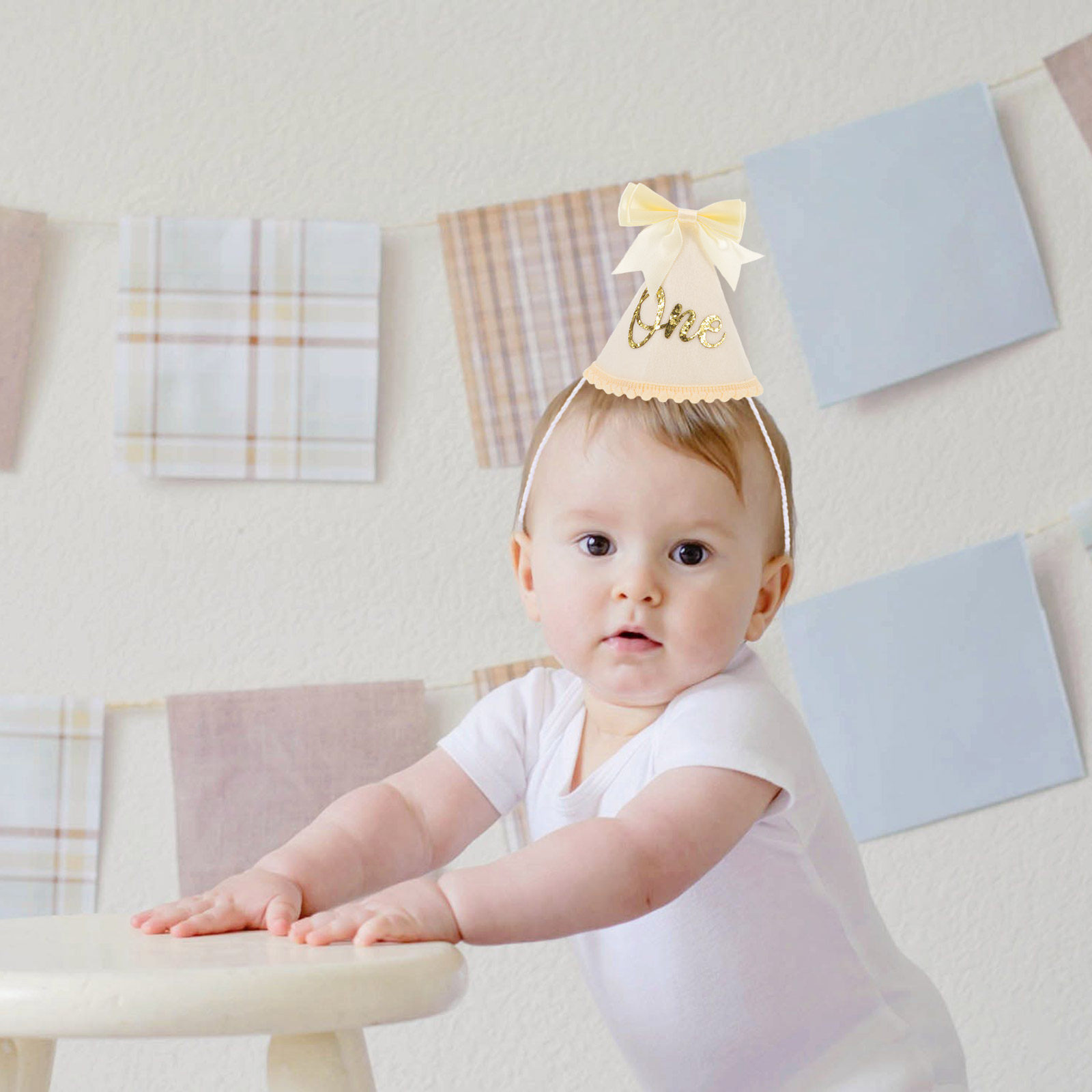 First Birthday Hat Bow Baby Cr - Party Hat Cone recension och pris