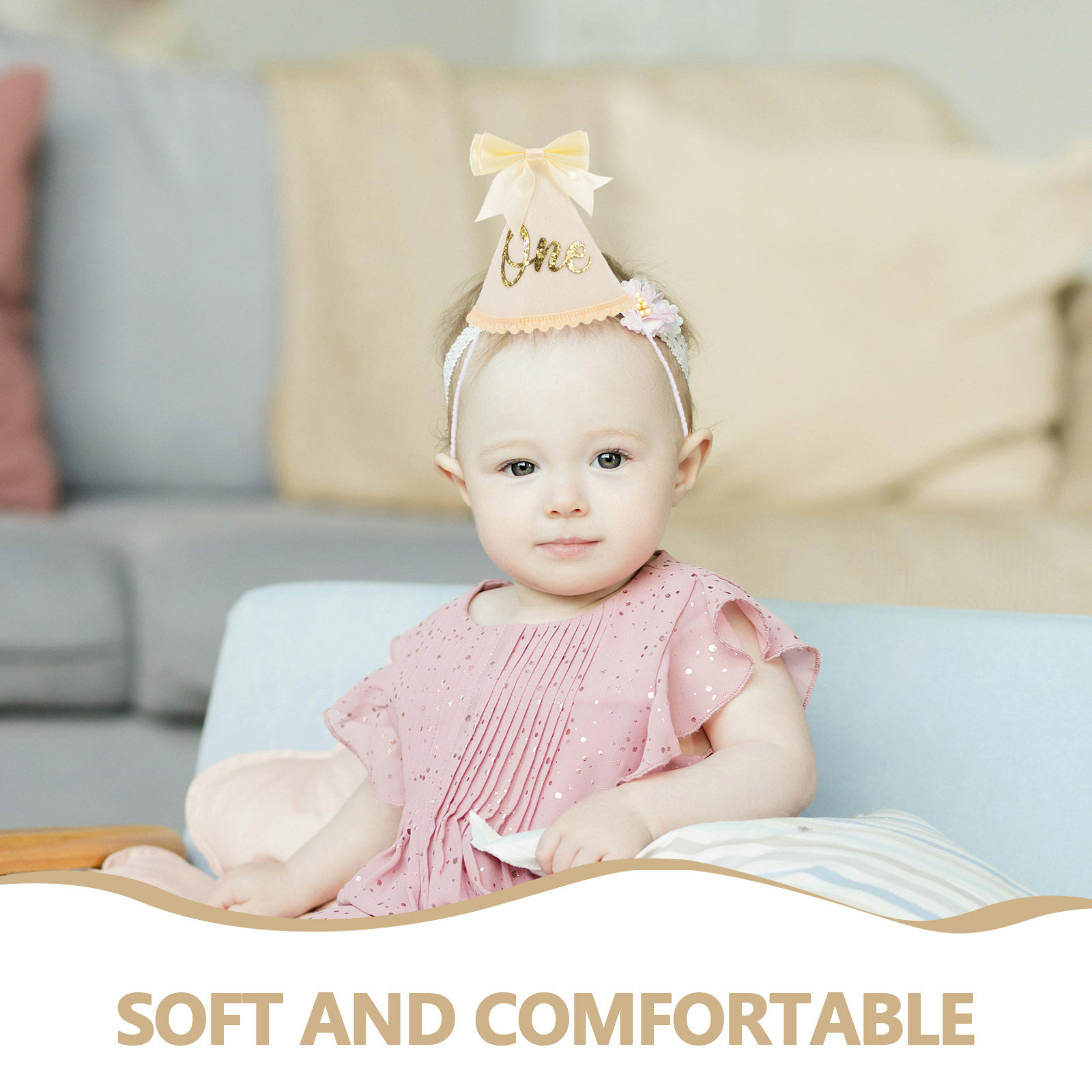 First Birthday Hat Bow Baby Cr - Party Hat Cone recension och pris