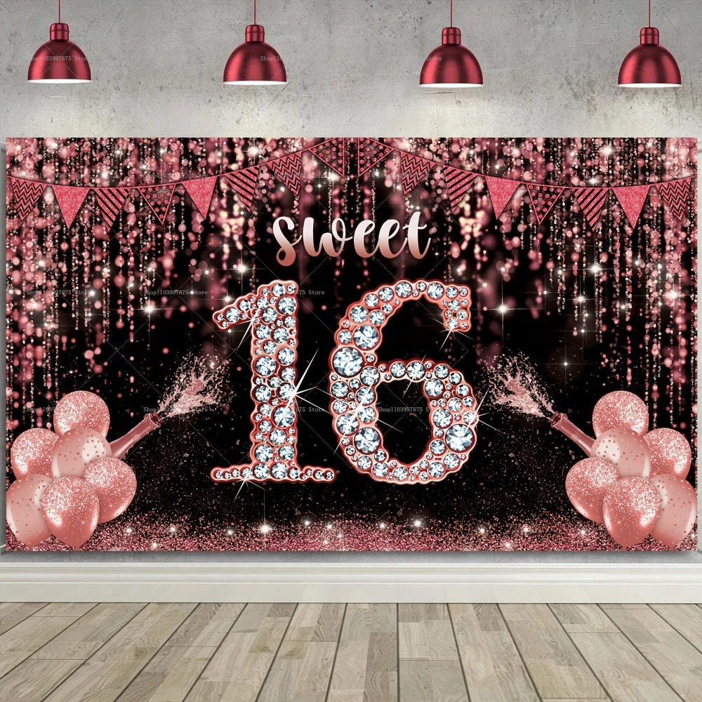 Rose Gold Balloon Diamond Them - Party Banner Gold recension och pris