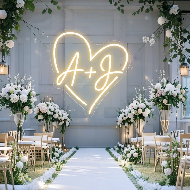 Custom Initials Heart LED Neon - Neon Sign Party recension och pris