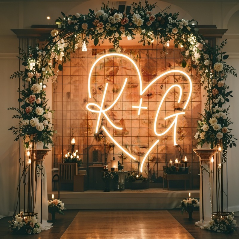 Custom Initials Heart LED Neon - Neon Sign Party recension och pris
