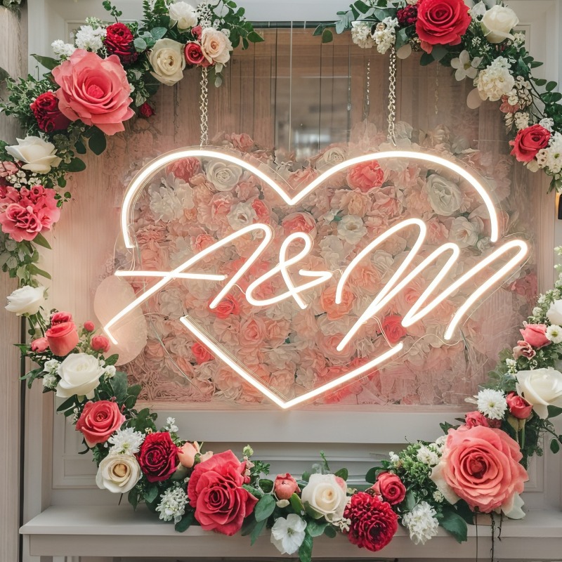 Custom Initials Heart LED Neon - Neon Sign Party recension och pris