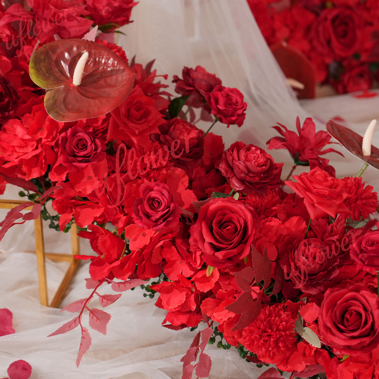 Uflower Red Flower Row Wedding - Flower Wall Panel recension och pris