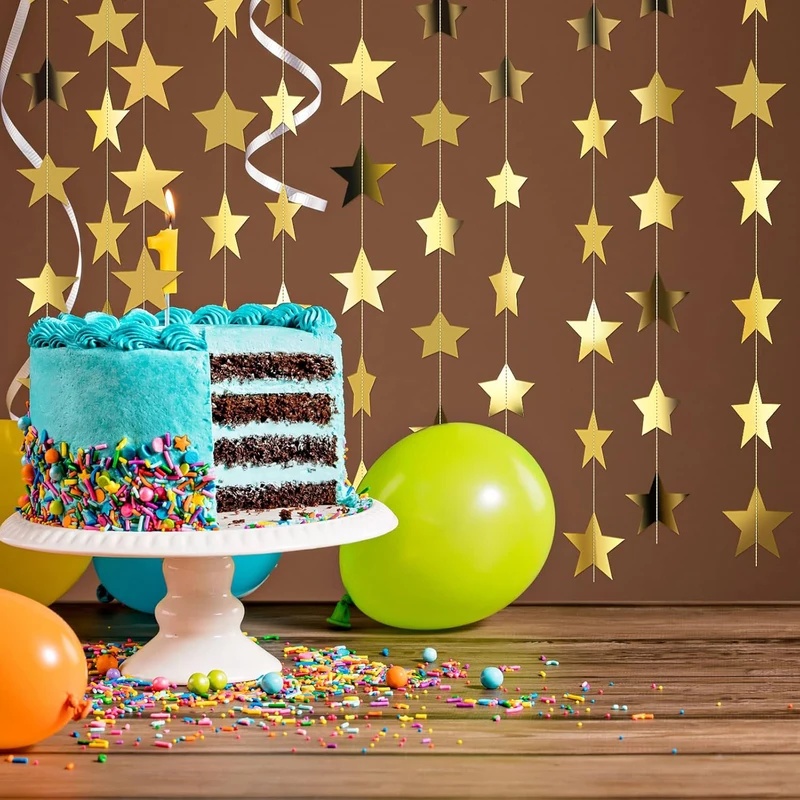 Gold Glitter Star Garland Bann - Party Banner Gold recension och pris