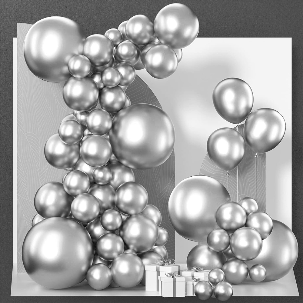 68Pcs Metallic Silver Balloons - Balloon Arch Kit recension och pris