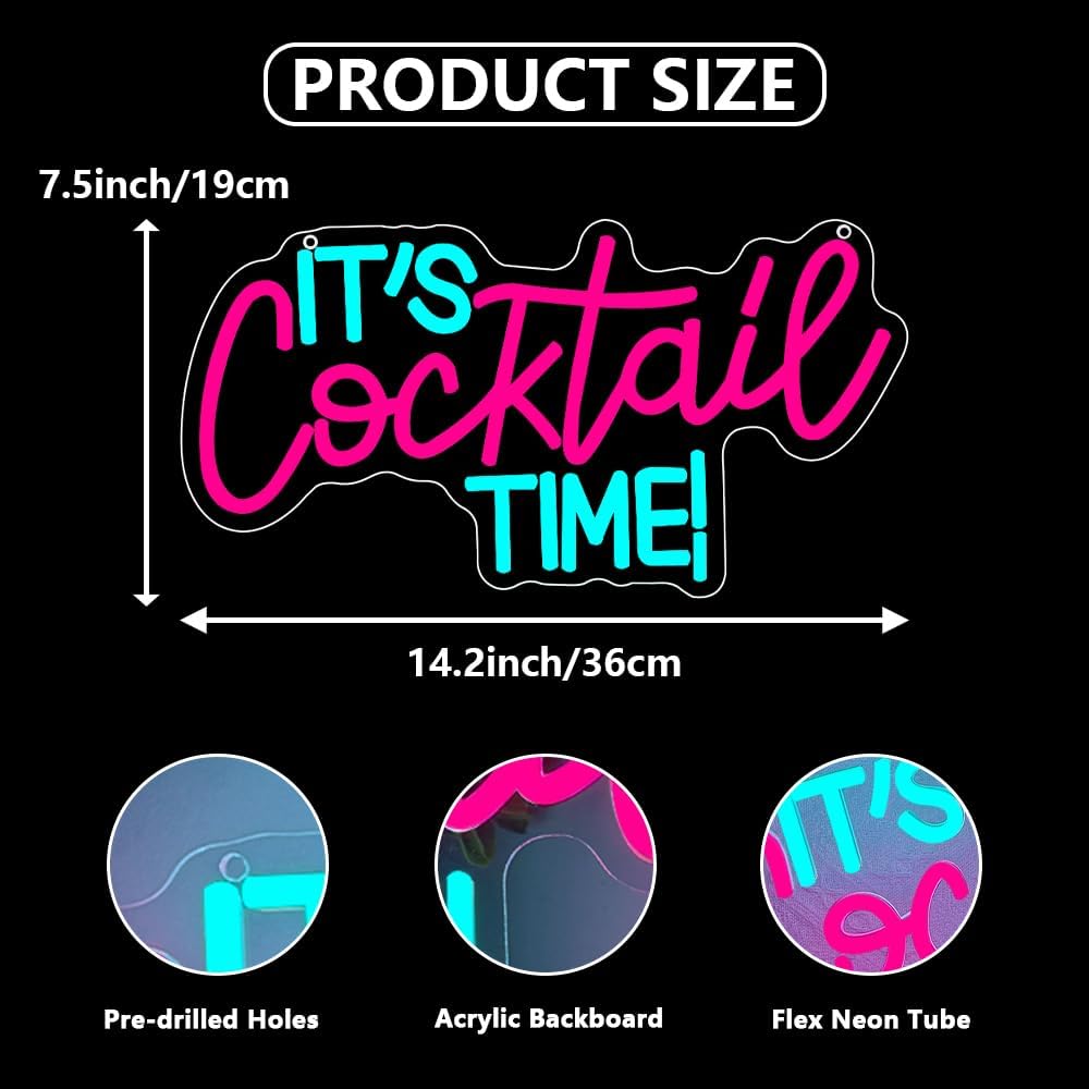 Cocktails Neon Sign USB Powere - Neon Sign Party recension och pris