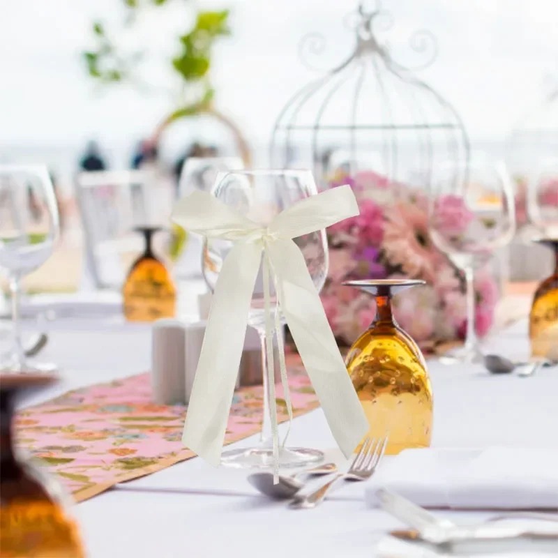 25/50Pcs White Ribbon Bowk Wed - Eve Party recension och pris