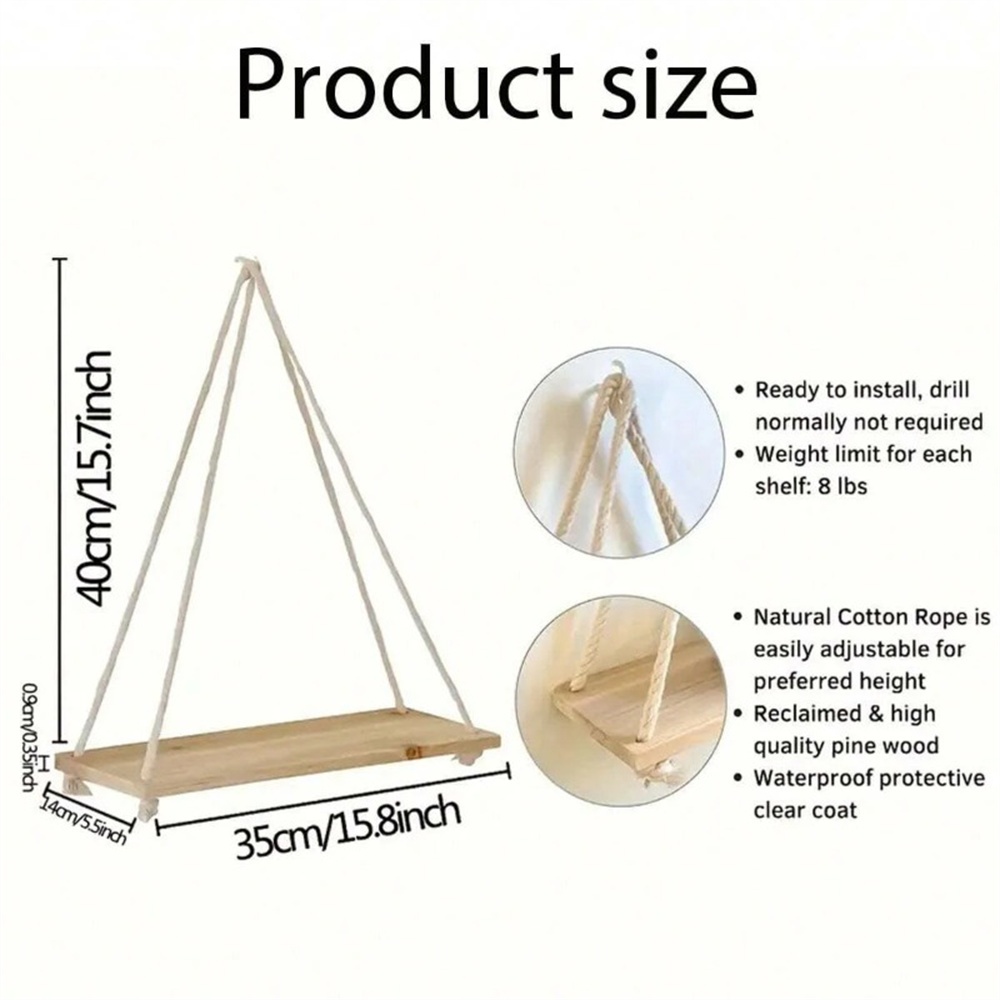 1pc Wood Hanging Shelve Swing  - Flower Wall Panel recension och pris