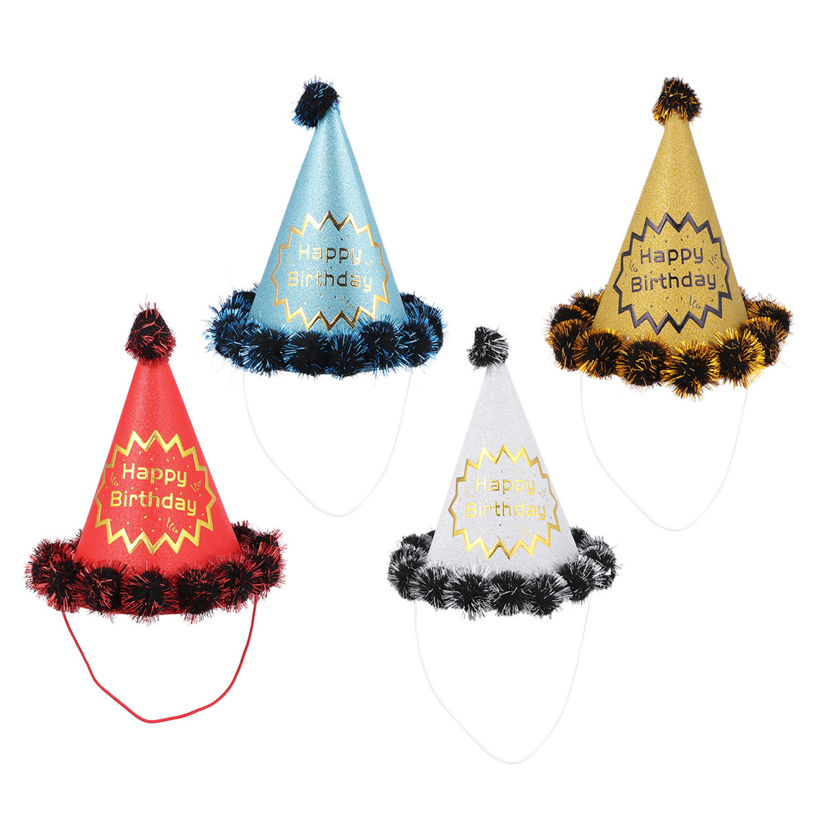 4pcs Glitter Birthday Hats Shi - Party Hat Cone recension och pris