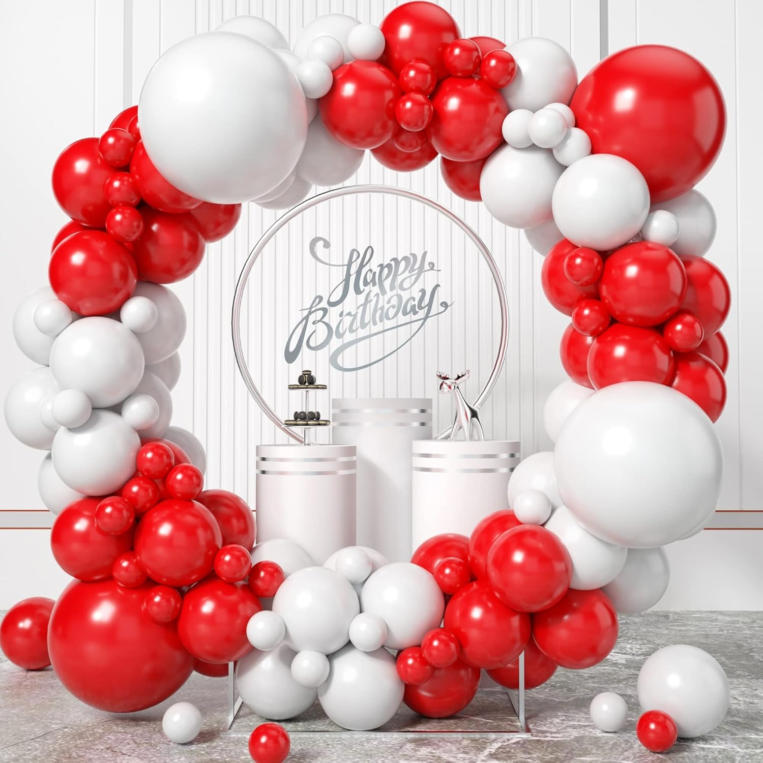 100Pcs Red and White Balloon G - Balloon Arch Kit recension och pris