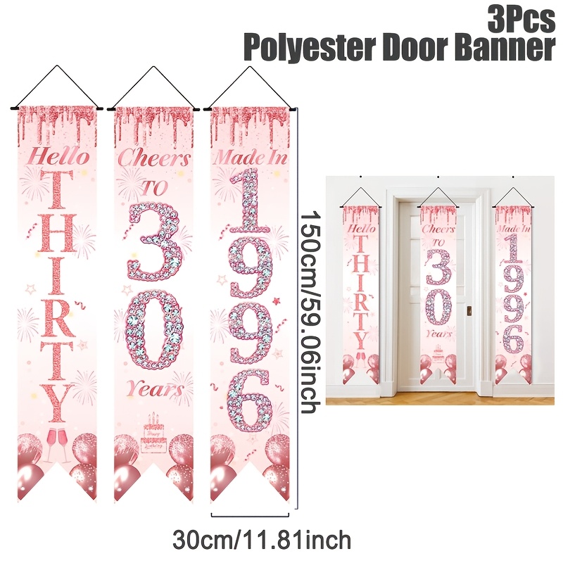 2D Flat 3Pcs Pink Gold 30th Bi - Party Banner Gold recension och pris