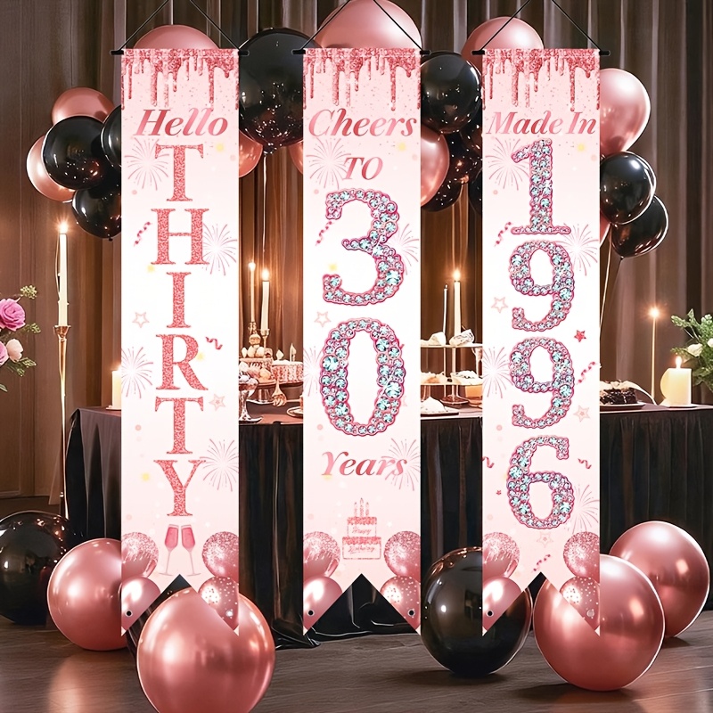 2D Flat 3Pcs Pink Gold 30th Bi - Party Banner Gold recension och pris