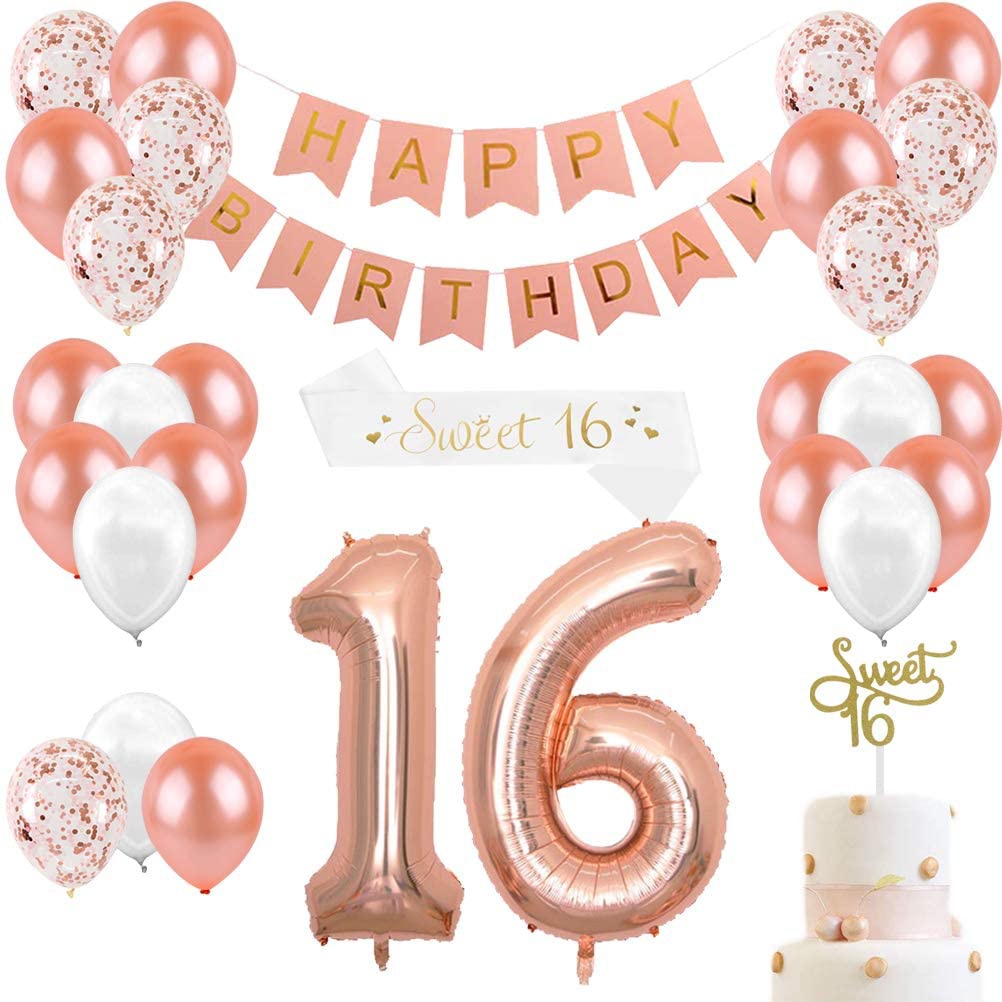 16th Birthday Decorations for  - Party Banner Gold recension och pris