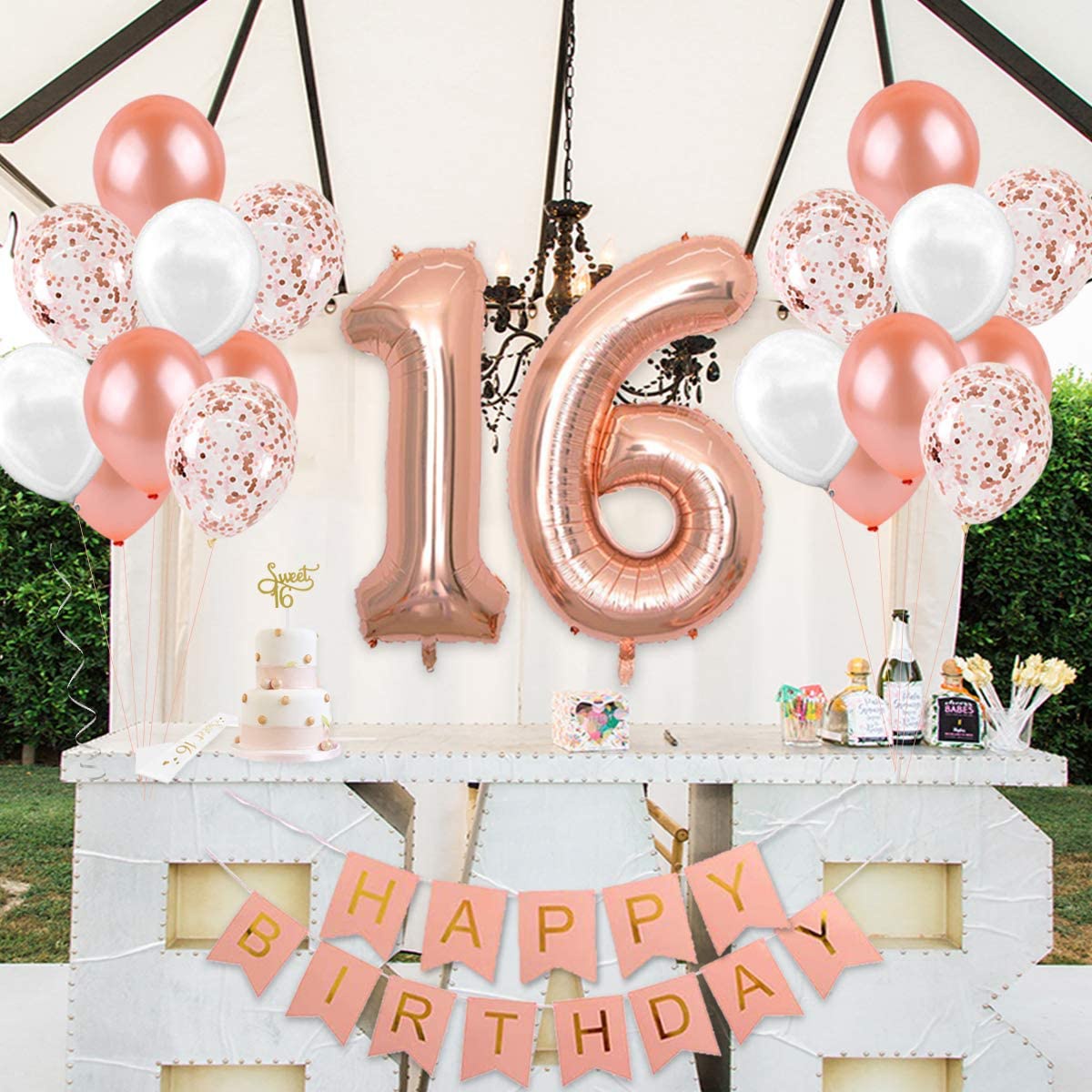 16th Birthday Decorations for  - Party Banner Gold recension och pris