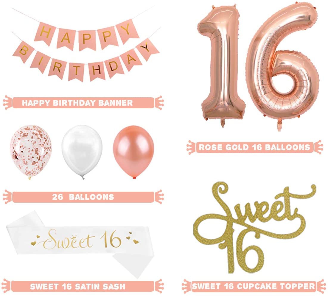 16th Birthday Decorations for  - Party Banner Gold recension och pris