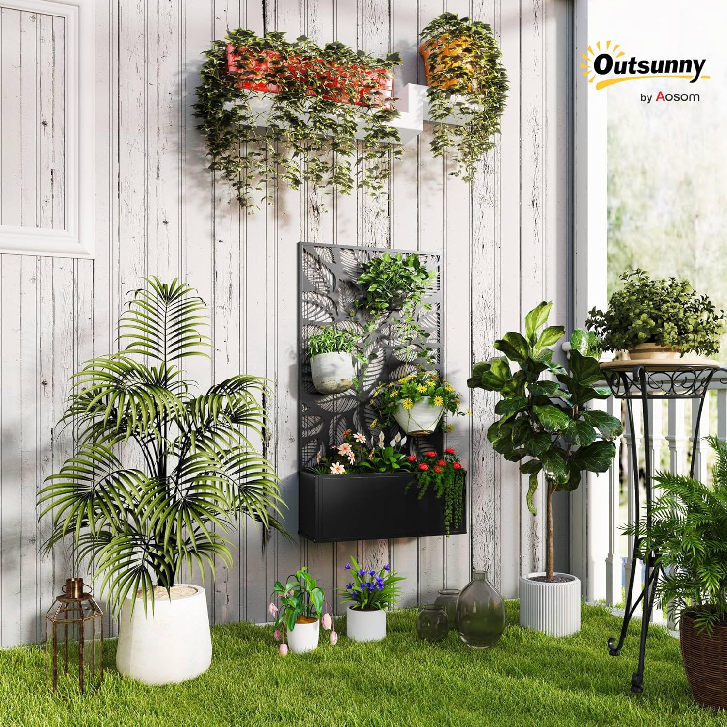 Metal Raised Garden Bed with T - Flower Wall Panel recension och pris