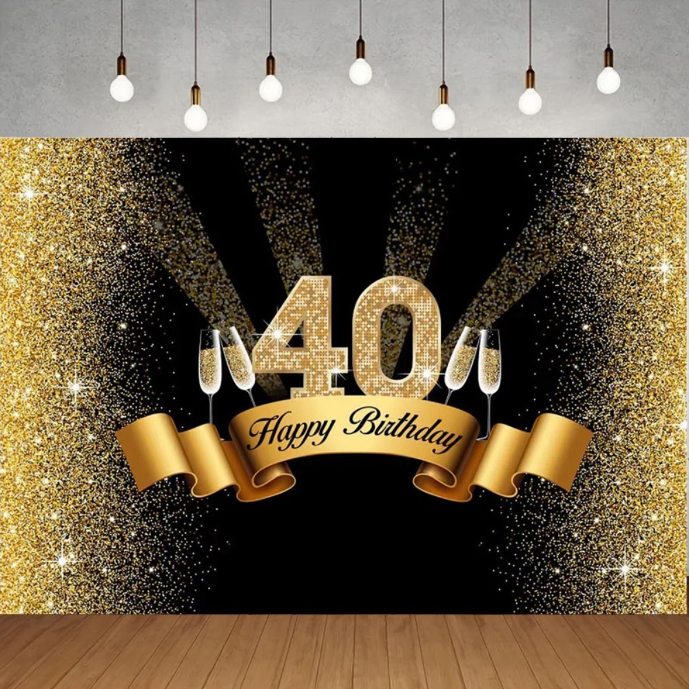 Black and gold themed Happy 40 - Party Banner Gold recension och pris