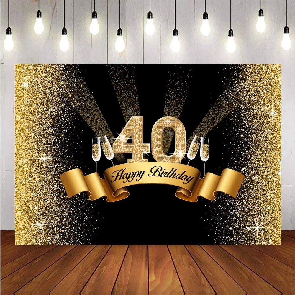 Black and gold themed Happy 40 - Party Banner Gold recension och pris