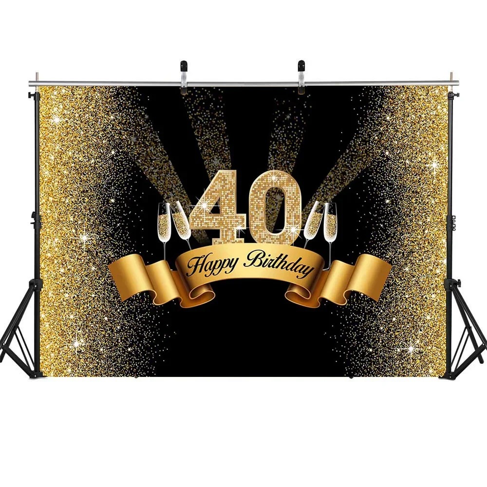 Black and gold themed Happy 40 - Party Banner Gold recension och pris