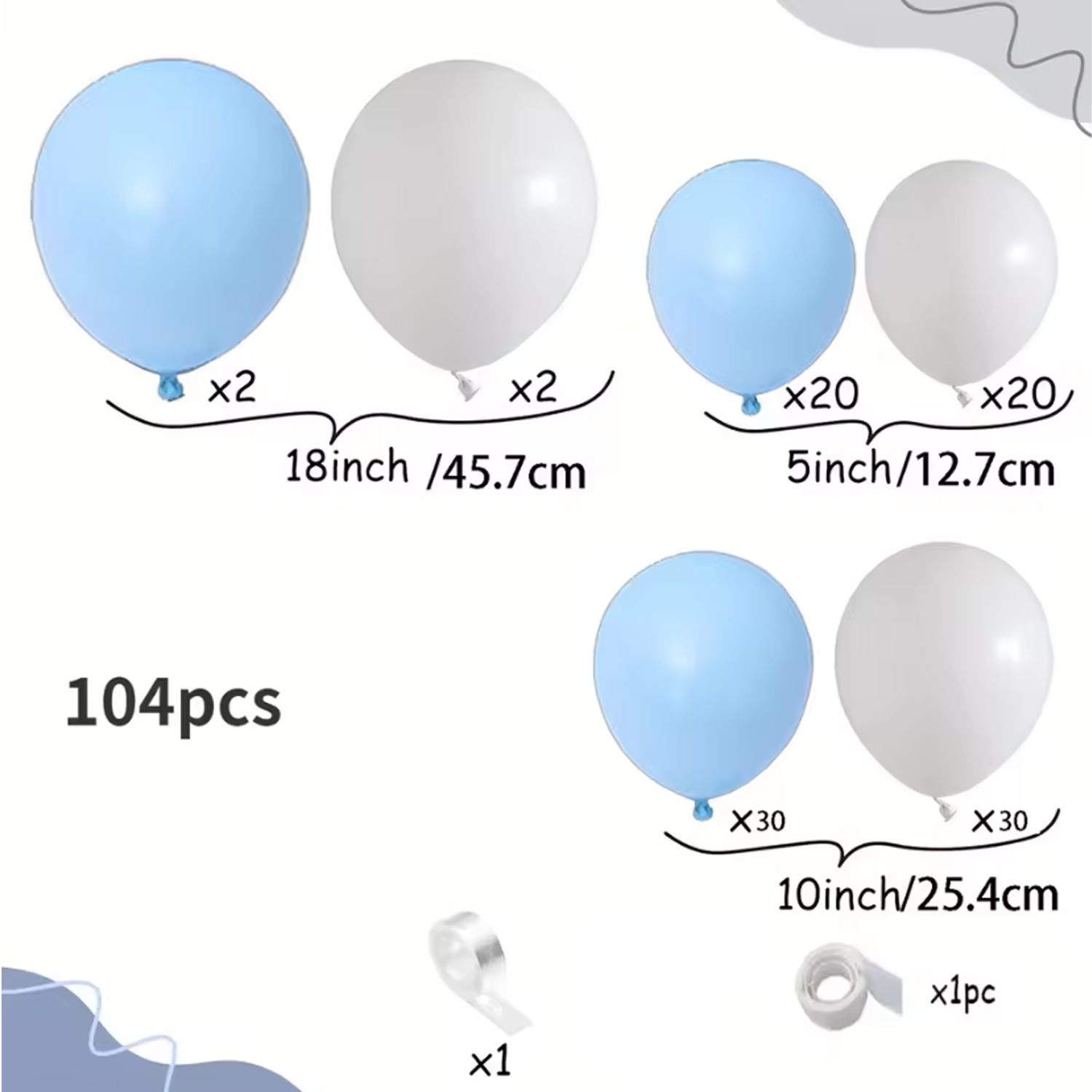 104pcs Blue and White Balloon  - Balloon Arch Kit recension och pris