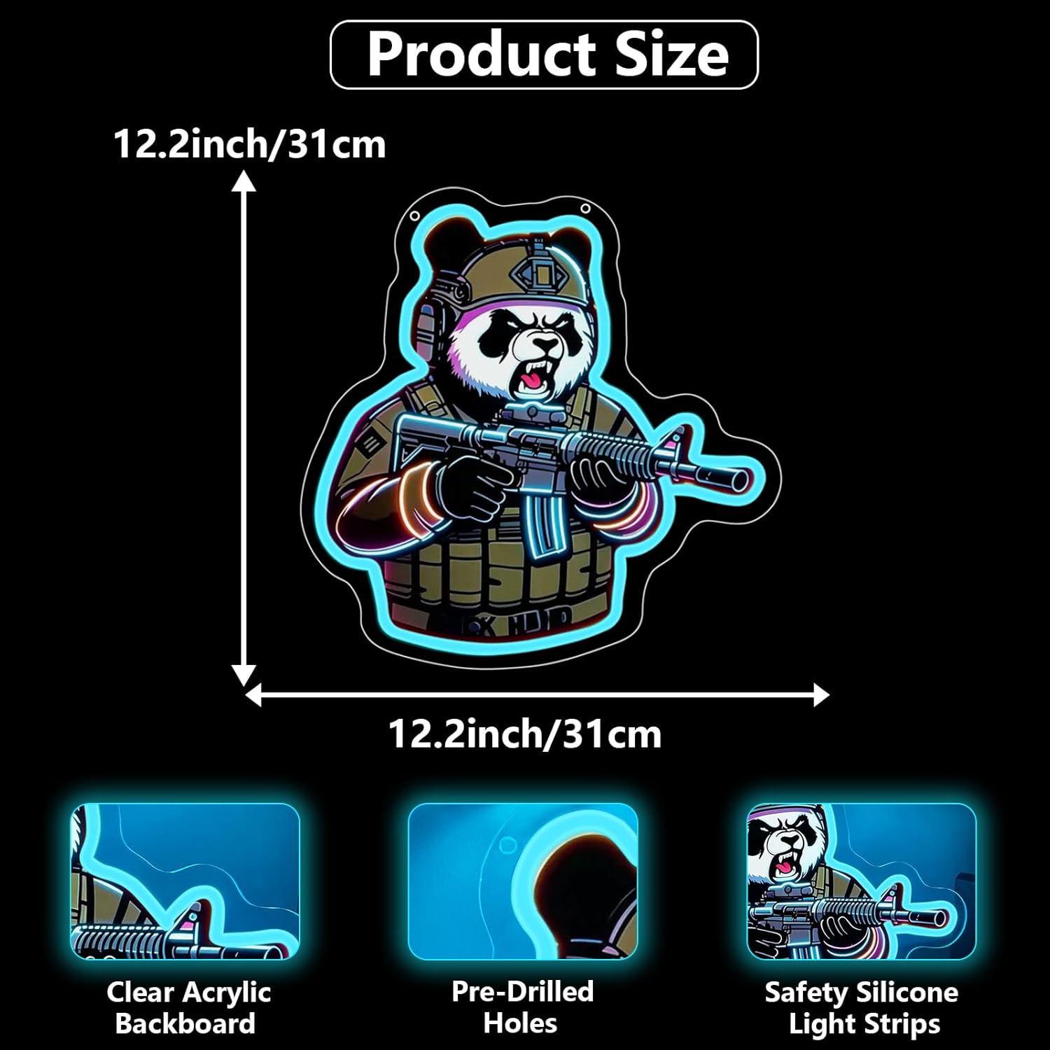 Tactical Panda Neon Sign USB P - Neon Sign Party recension och pris