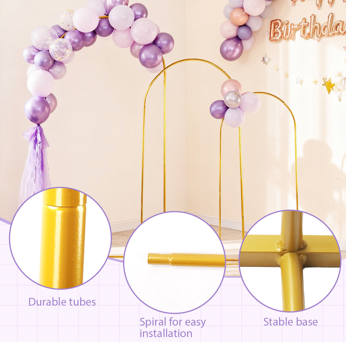 3Pack Golden Metal Arch Kits,  - Balloon Arch Kit recension och pris