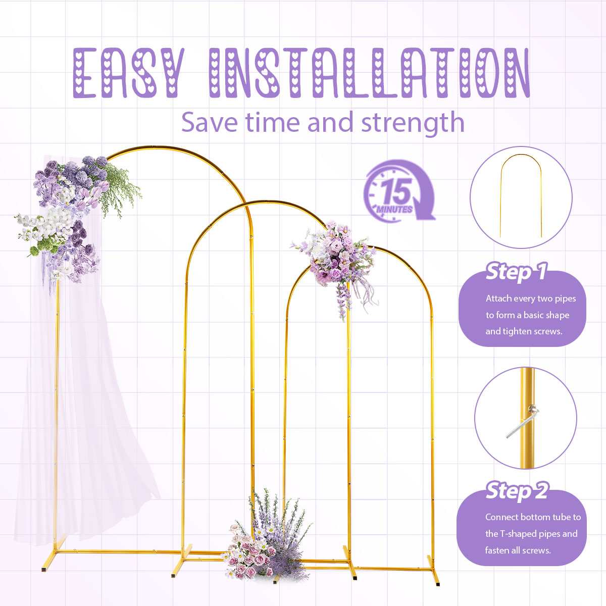 3Pack Golden Metal Arch Kits,  - Balloon Arch Kit recension och pris
